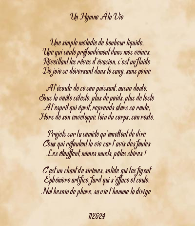 Le poème en image: Un Hymne À La Vie