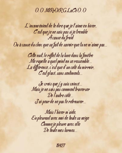Le poème en image: O. O Mirroir Glacé O. O