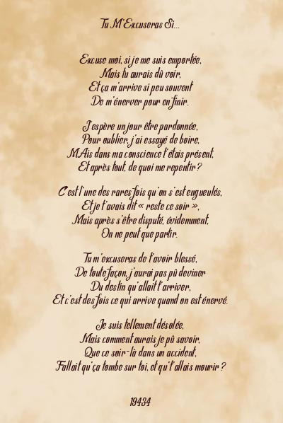 Le poème en image: Tu M’excuseras Si…