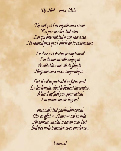 Le poème en image: Un Mot… Trois Mots…