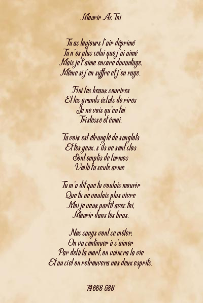 Le poème en image: Mourir Ac Toi