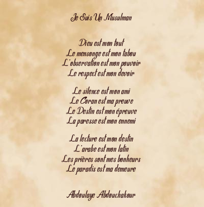 Le poème en image: Je Suis Un Musulman