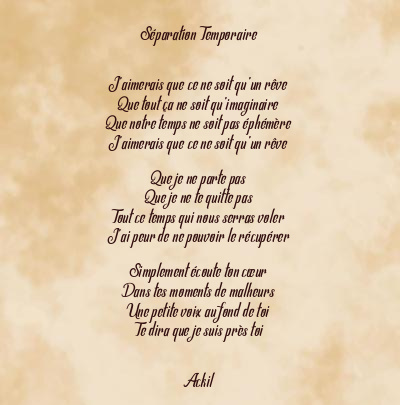 Le poème en image: Séparation Temporaire