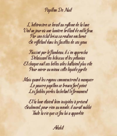 Le poème en image: Papillon De Nuit