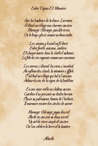 Le poème en image: Entre Vignes Et Mémoire