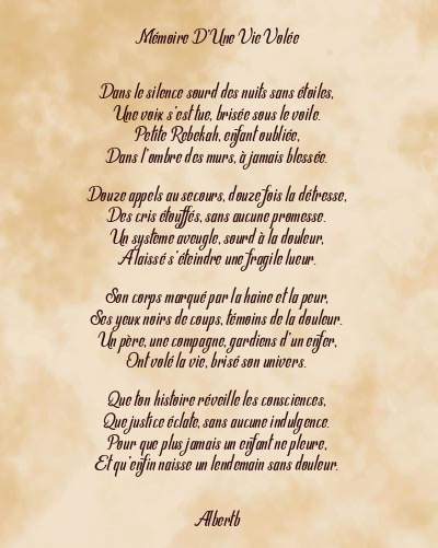 Le poème en image: Mémoire D’une Vie Volée