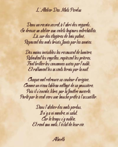 Le poème en image: L’atelier Des Mots Perdus
