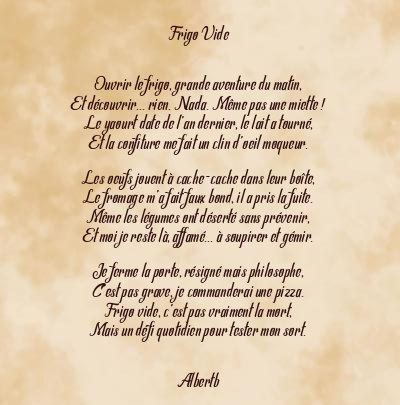 Le poème en image: Rien Dans L’frigo !