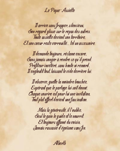 Le poème en image: Le Pique-Assiette