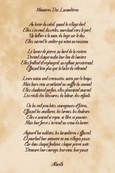 Le poème en image: Mémoires Des Lavandières