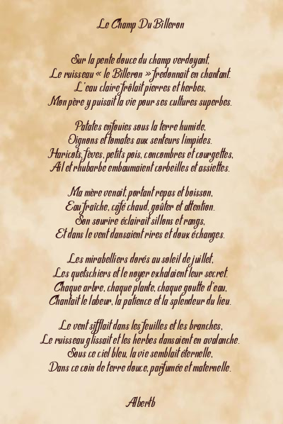 Le poème en image: Le Champ Du Billeron