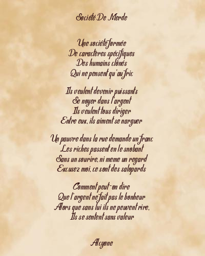 Le poème en image: Société De Merde