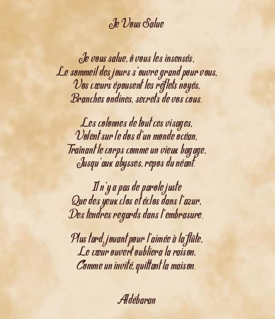 Le poème en image: Je Vous Salue