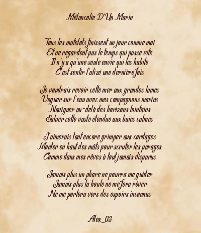 Le poème en image: Mélancolie D’un Marin