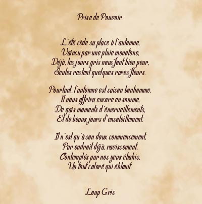 Le poème en image: Prise De Pouvoir.