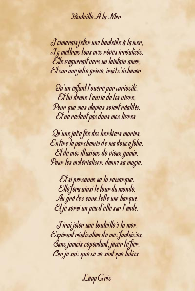 Le poème en image: Bouteille À La Mer.
