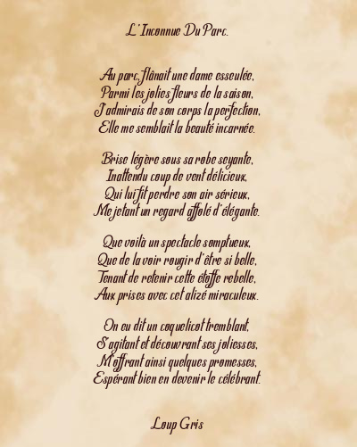 Le poème en image: L’inconnue Du Parc.