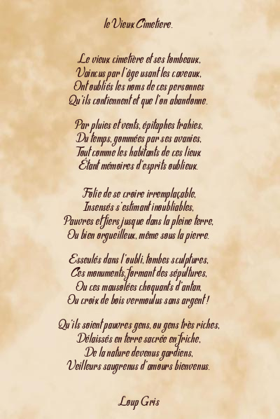 Le poème en image: Le Vieux Cimetiere.
