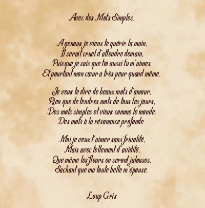 Le poème en image: Avec Des Mots Simples.