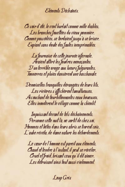 Le poème en image: Eléments Déchaînés.