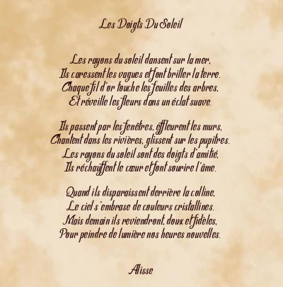 Le poème en image: Les Doigts Du Soleil