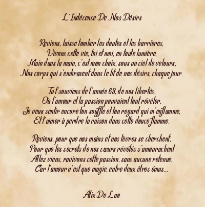 Le poème en image: L’indécence De Nos Désirs