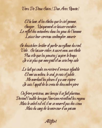 Le poème en image: Vers De Deux Soirs (Duo Avec Roméo)