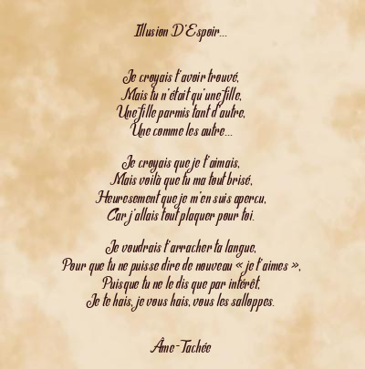 Le poème en image: Illusion D’espoir…