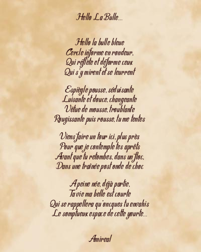 Le poème en image: Hello La Bulle…