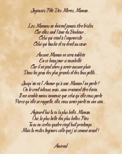 Le poème en image: Joyeuses Fête Des Mères, Maman…
