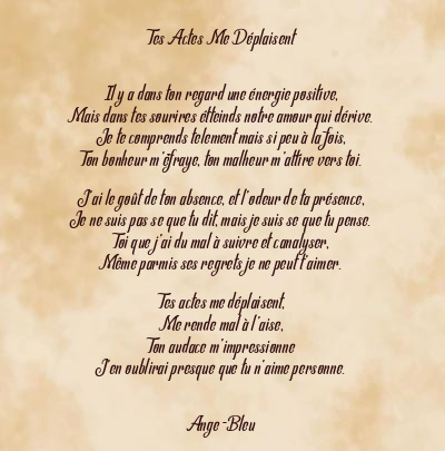 Le poème en image: Tes Actes Me Déplaisent