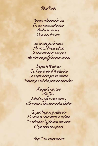Le poème en image: Rêve Perdu