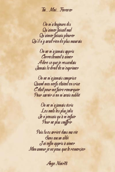 Le poème en image: Toi… Moi… Forever