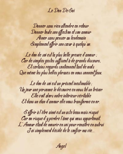 Le poème en image: Le Don De Soi