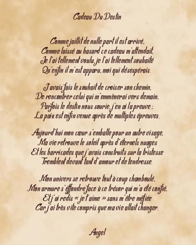 Le poème en image: Cadeau Du Destin