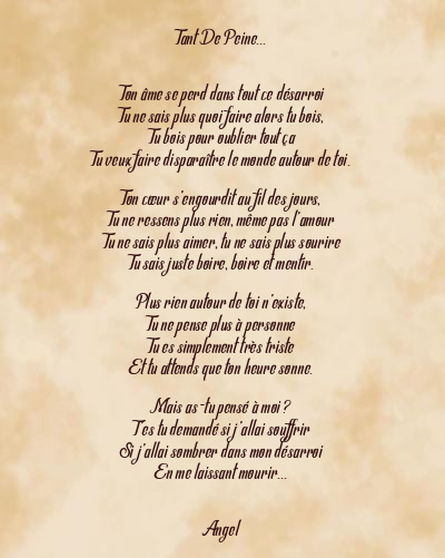 Le poème en image: Tant De Peine…