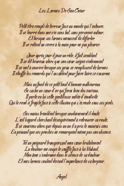 Le poème en image: Les Larmes De Son Coeur