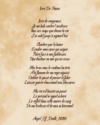 Le poème en image: Ivre De Haine