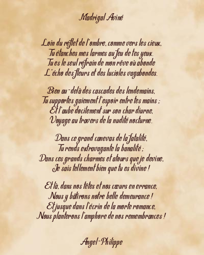 Le poème en image: Madrigal Aviné