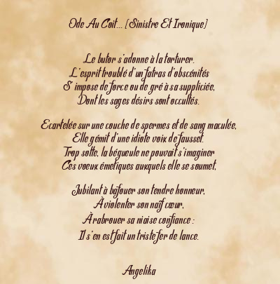 Le poème en image: Ode Au Coit… (Sinistre Et Ironique)