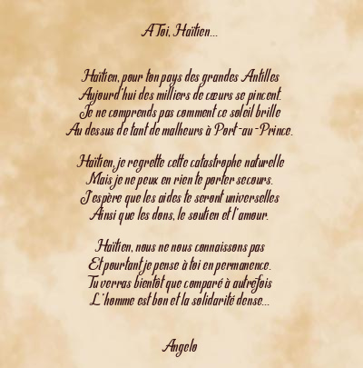 Le poème en image: A Toi, Haïtien…