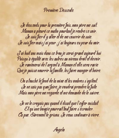 Le poème en image: Première Descente.