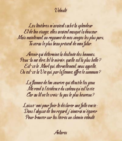 Le poème en image: Velouté