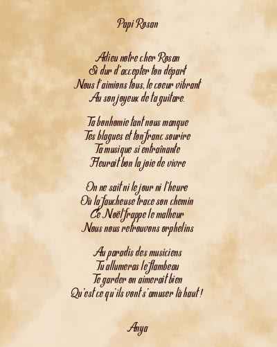 Le poème en image: Papi Rosan