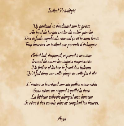 Le poème en image: Instant Privilégié