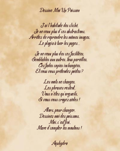 Le poème en image: Dessine Moi Un Poisson
