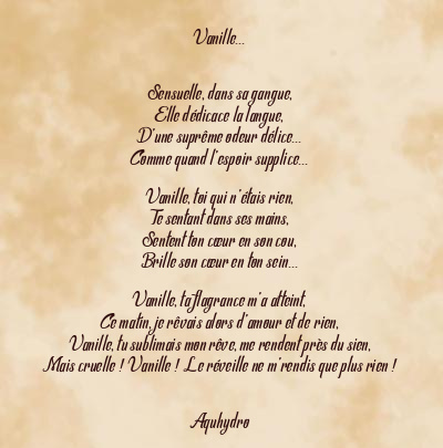 Le poème en image: Vanille…