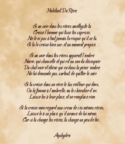 Le poème en image: Habitant Du Rêve.