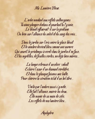 Le poème en image: Ma Lumière Bleue.