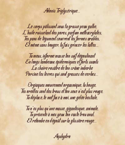 Le poème en image: Adonis Triglycérique…